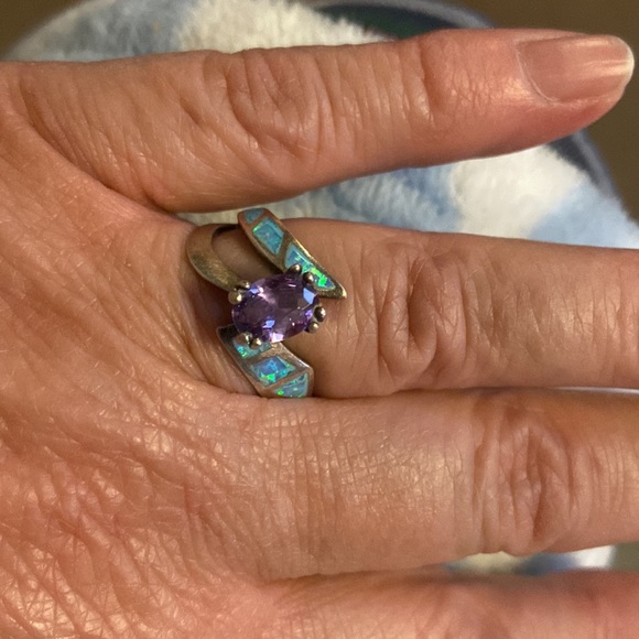 Amethyst and Opal Ring - Picture 8 of 9